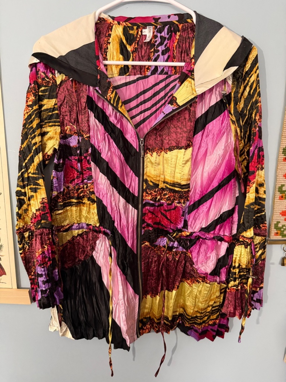 Lindi Vibrant Crinkle Hooded Zip Jacket - Multicolor